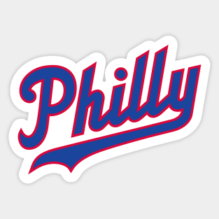 Philly Script - White/Blue Sticker